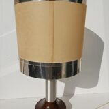Wood and chrome metal design lamp 70s