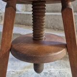 Vintage French adjustable beech stool, 1950s