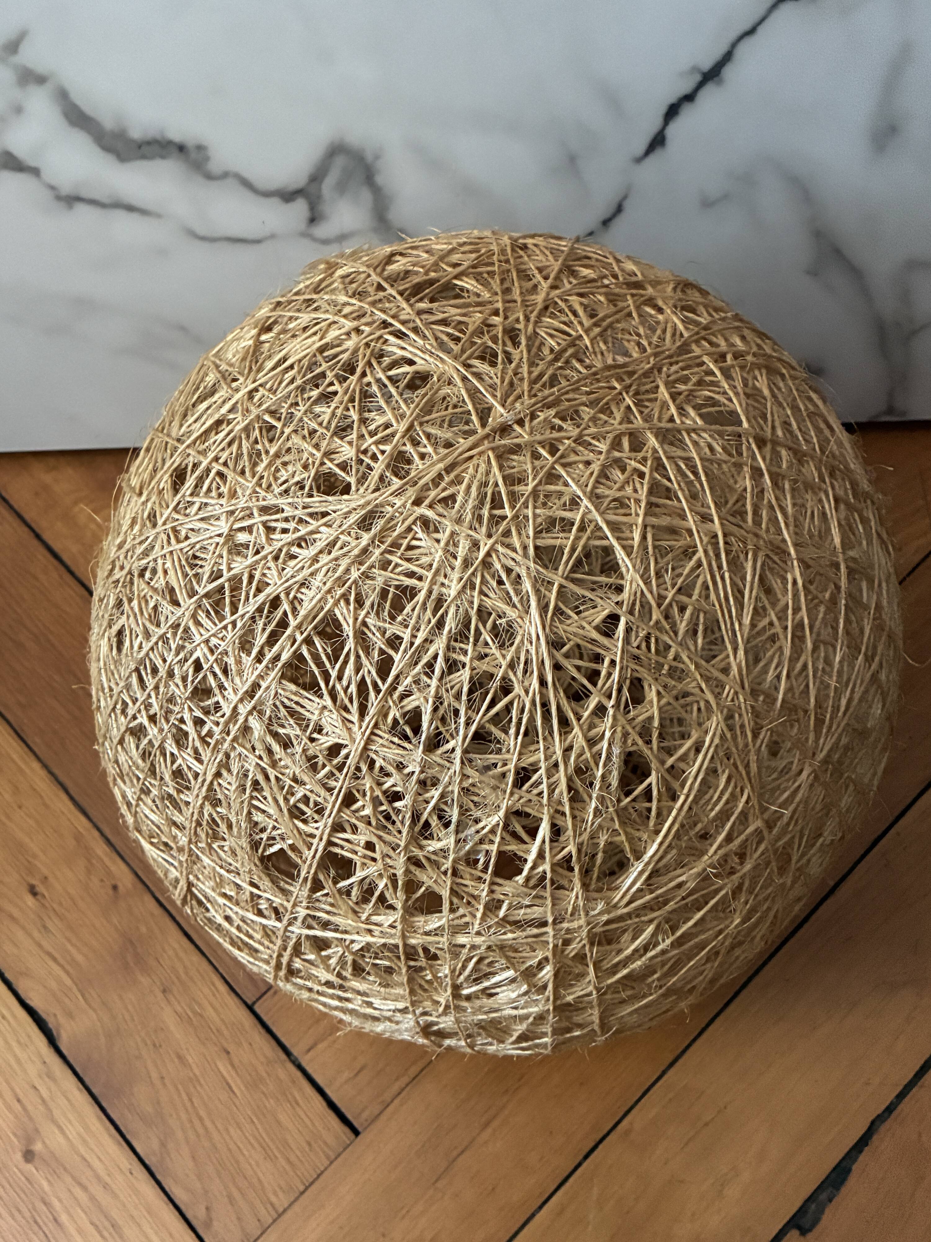 Lustre suspension boule chanvre ficelle