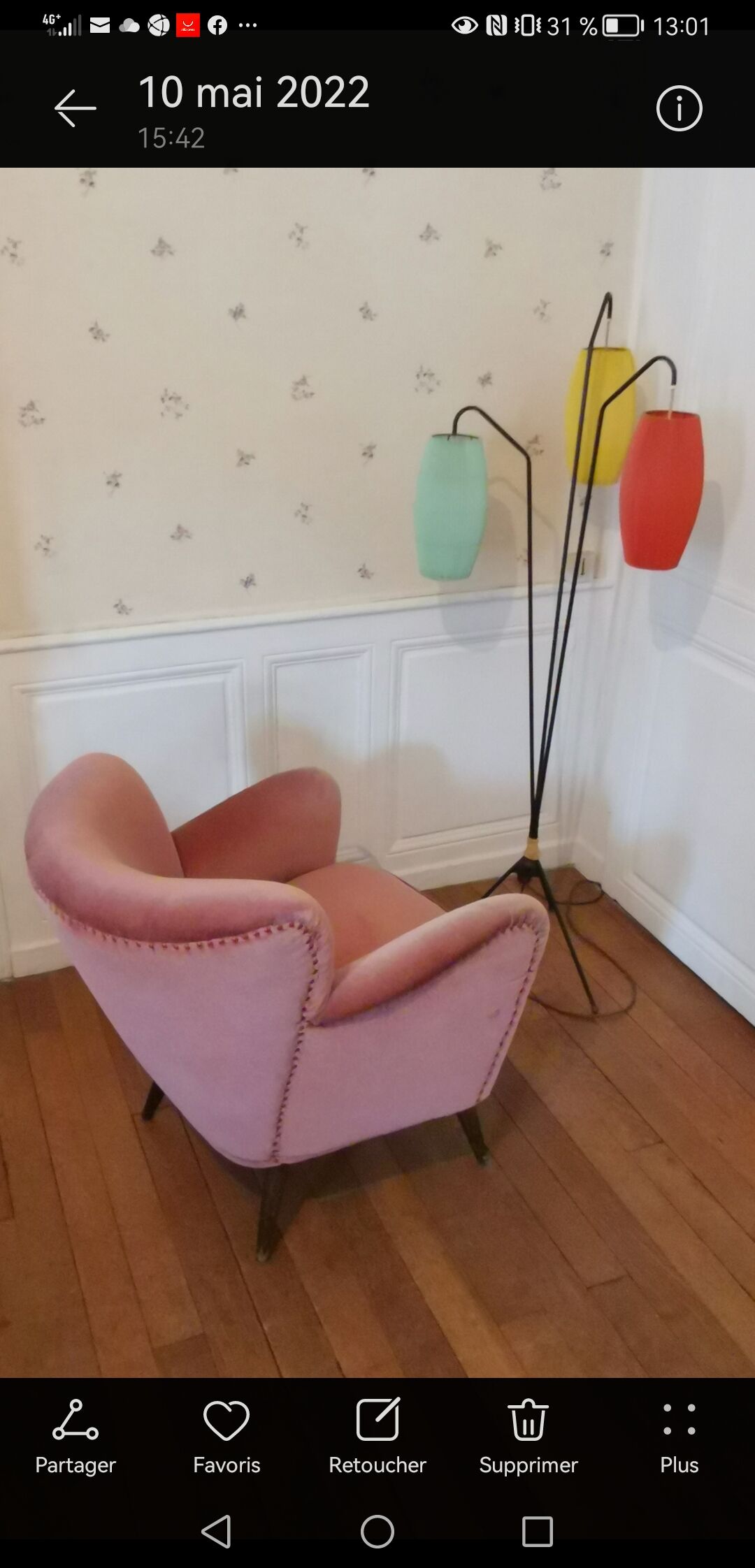 50s 60s armchair pink velvet