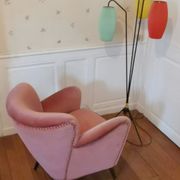 50s 60s armchair pink velvet