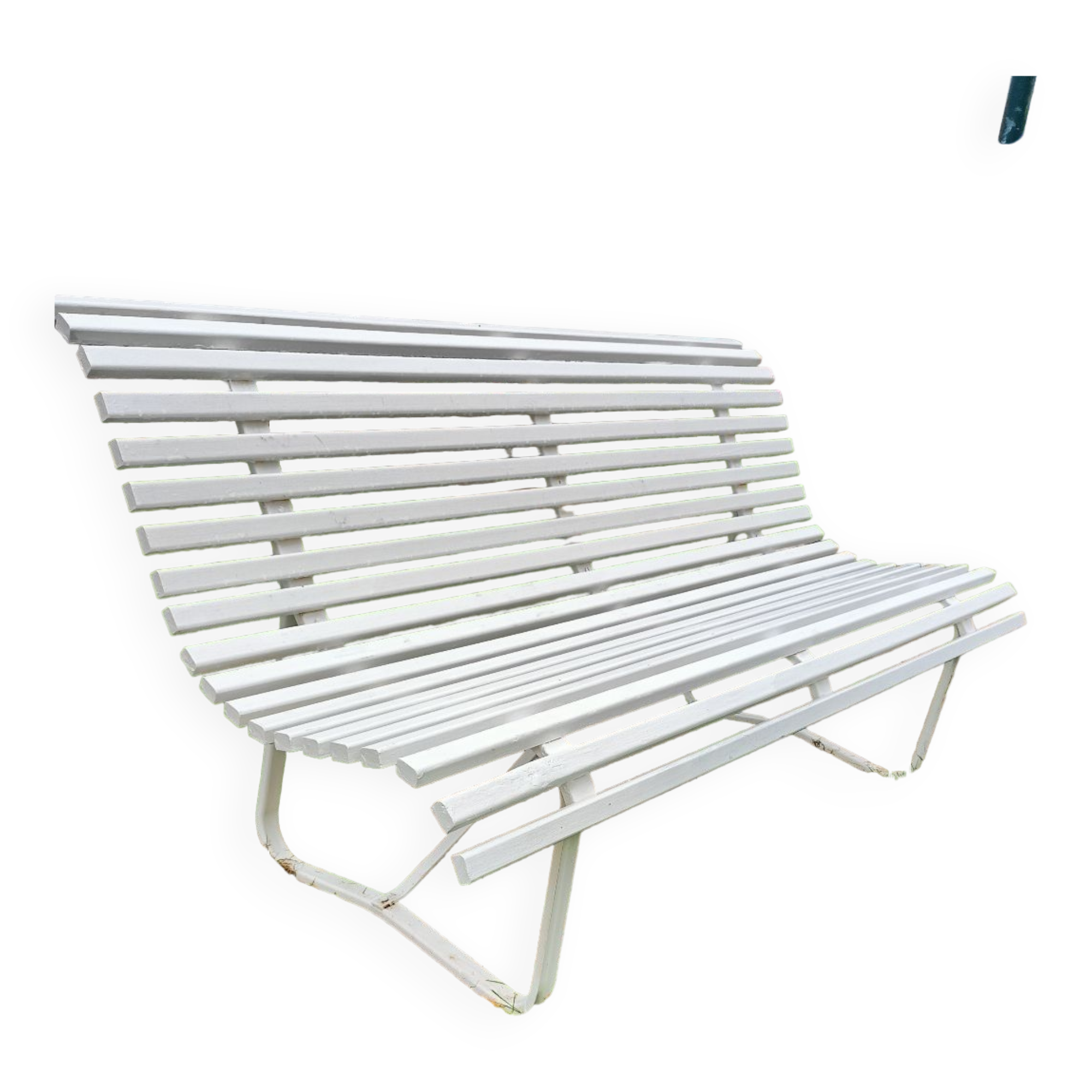 Antique garden bench with metal legs