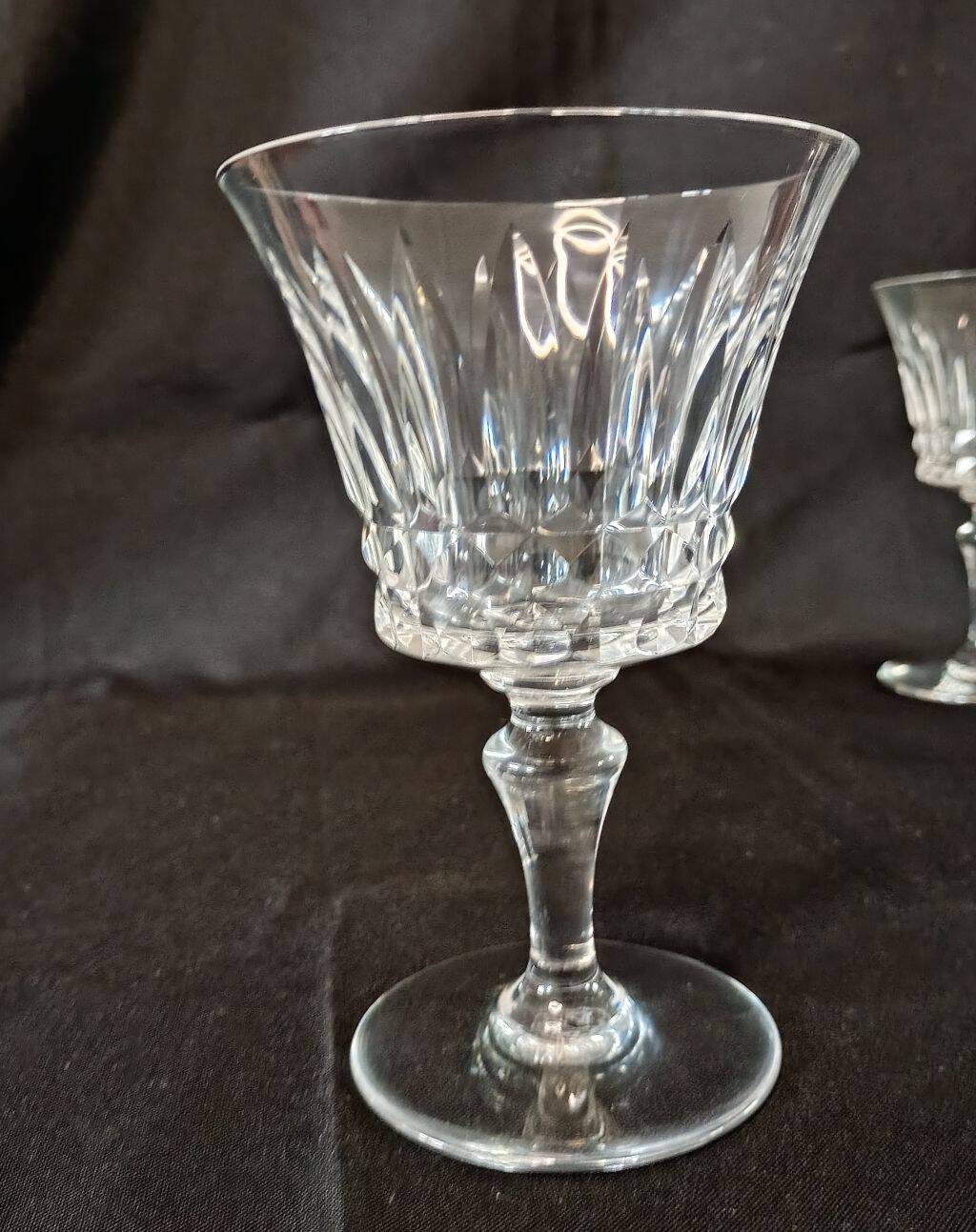 Set of 12 Baccarat Piccadilly Cut Crystal Red Wine Goblets