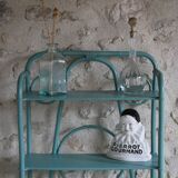 Blue rattan shelf