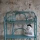 Blue rattan shelf