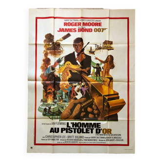 Affiche originale de cinéma - l’homme au pistolet d’or - 120x160 cm grand format - pliée - 007 james bond