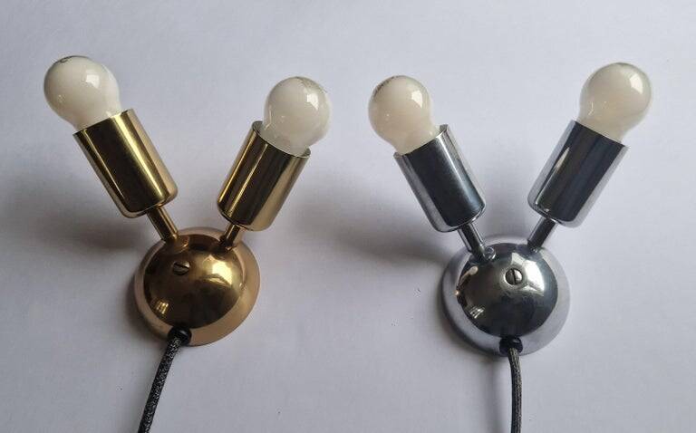 Set of Two Rare Midcentury Wall Lamps Drupol Sputnik, 1970s