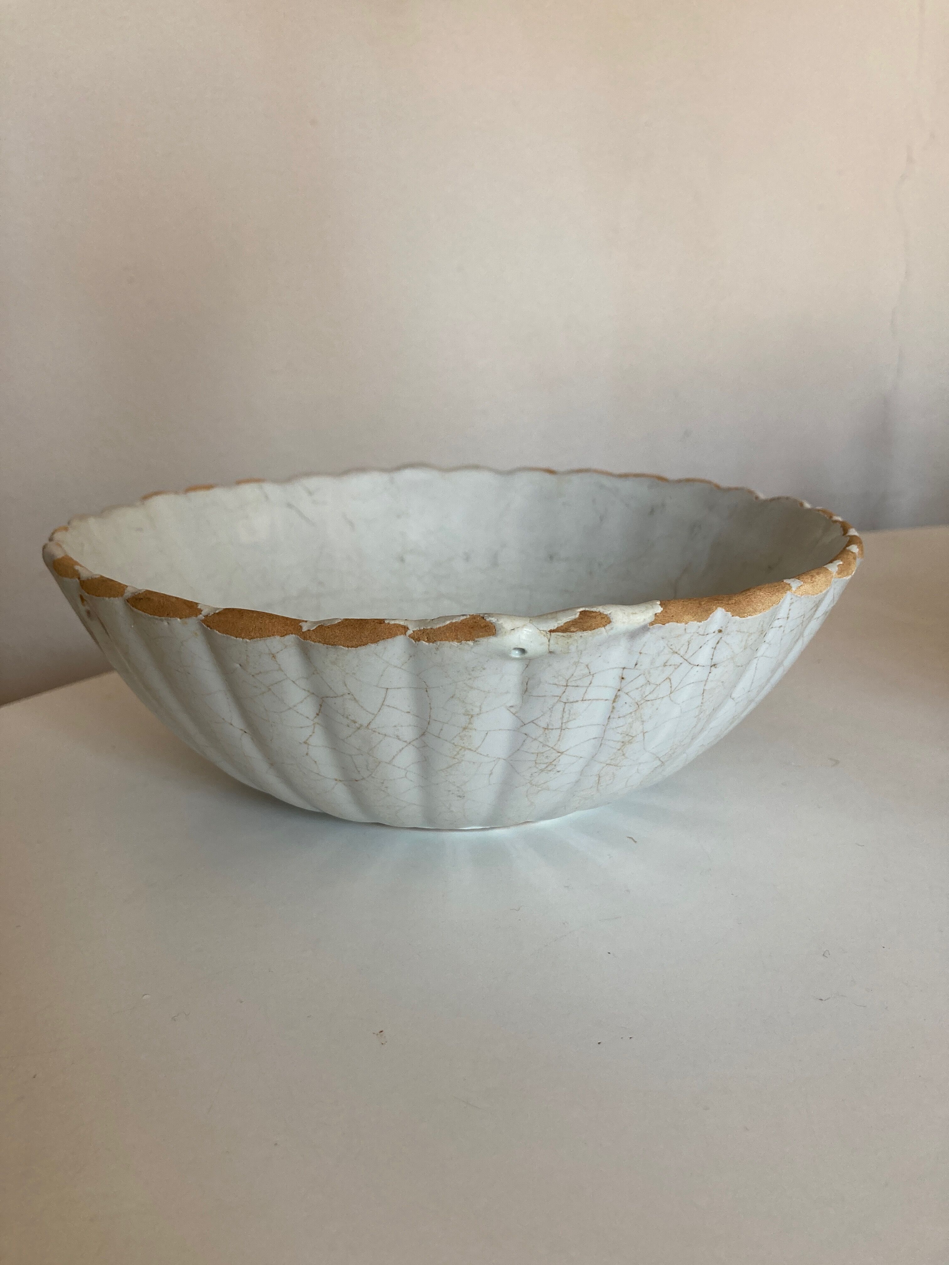 Enamelled earth godrons cup Vieux Moustiers 19th