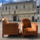 Pair of Art Deco club armchairs, renovated