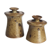 Covered pyrity sandstone pots signed GRM