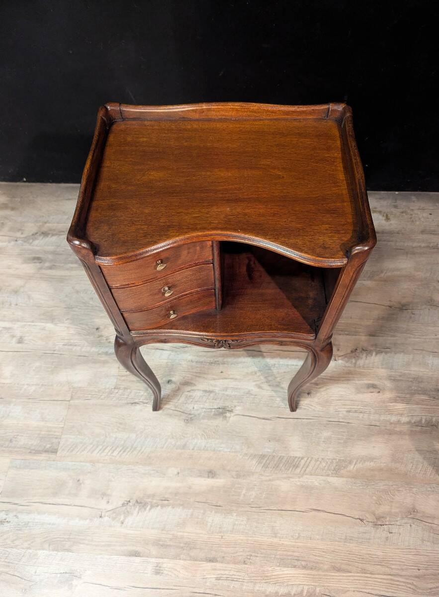 Pair of Louis XV style walnut bedside tables, right and left