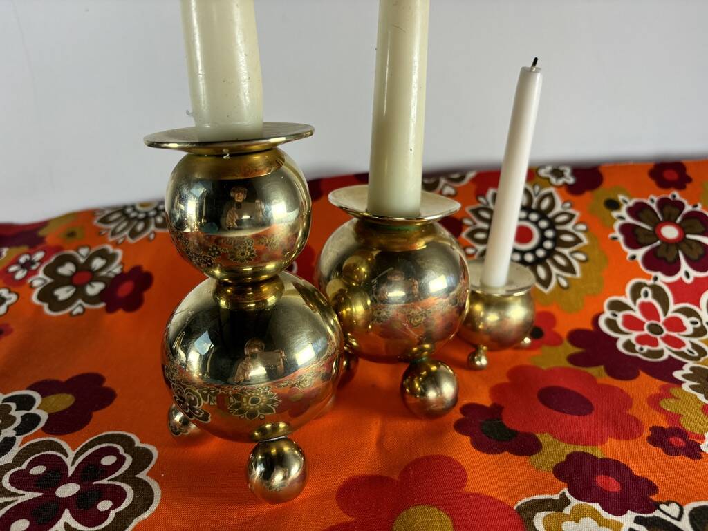 Brass candlesticks Gusum Sweden 1980 x3