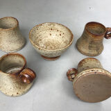 Pyrite stoneware cups and bowl from La Borne