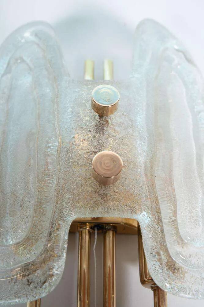 Space Age wall light in glass by Hillebrand, brass and glass.