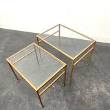 Tables basses gigognes Roger Thibier dorées 1960