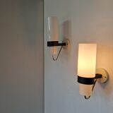 Set of 2 metal and glass wall lamps for Philips, 1960's/1970's