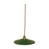 Suspension in green and white enamelled sheet metal gold threads and socket Indus Ferme