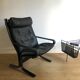 LOUNGE ARMCHAIR SIESTA BLACK LEATHER BY INGMAR RELLING FOR WESTNOFA