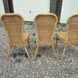 Série de 3 chaises en rotin