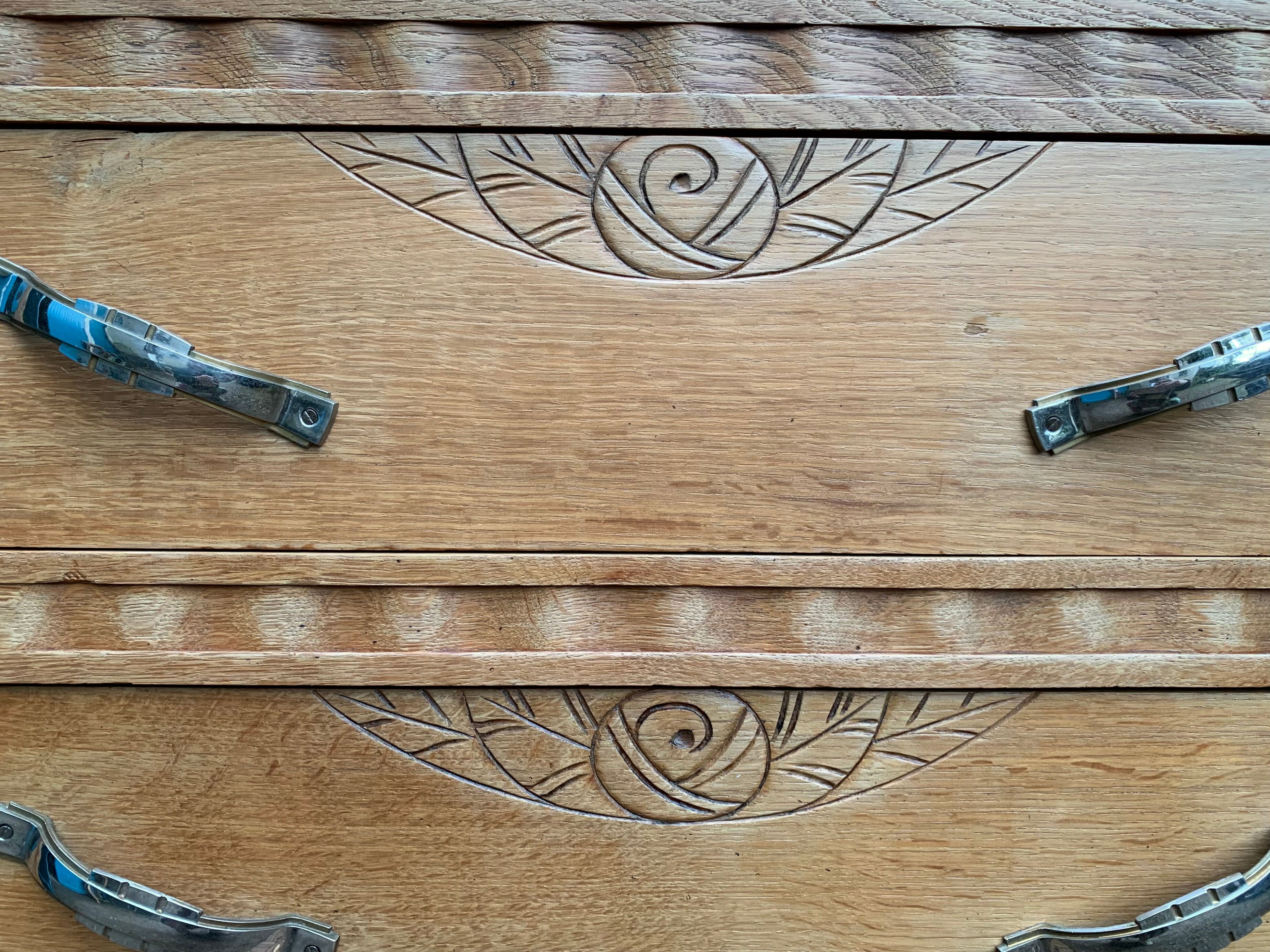 1930s Art Deco chest of drawers in raw wood