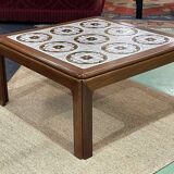 1970s teak coffee table with tiled top