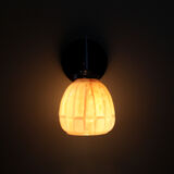 Old globe wall lamp in gilded Clichy glass and vintage chromed metal