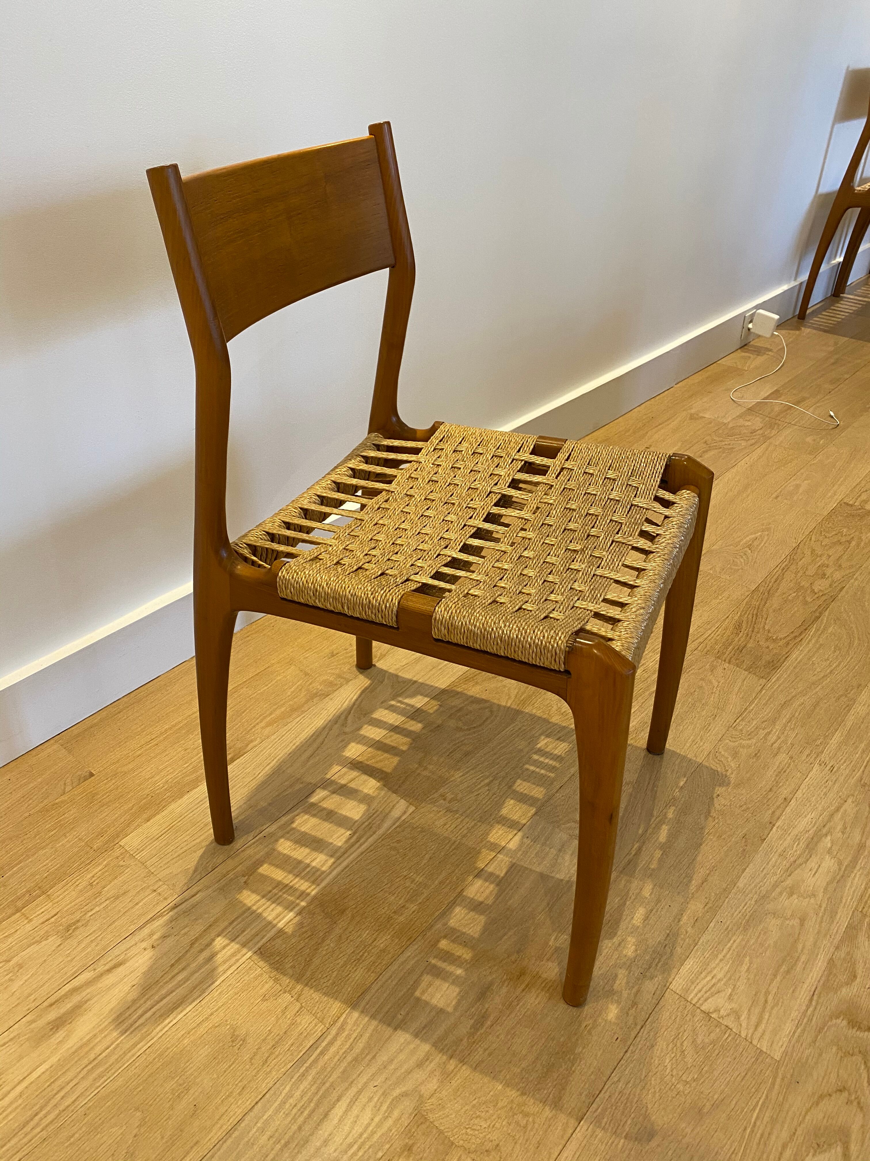 6 chaises vintage bois et corde
