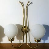 Trio of applique art deco brass and opaline. 1940