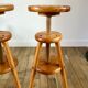 pair of adjustable architect stools pine style 60s