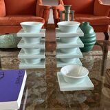 Set of 9 ceramic light blue ceramic bowls, I + I Italy, 1970s