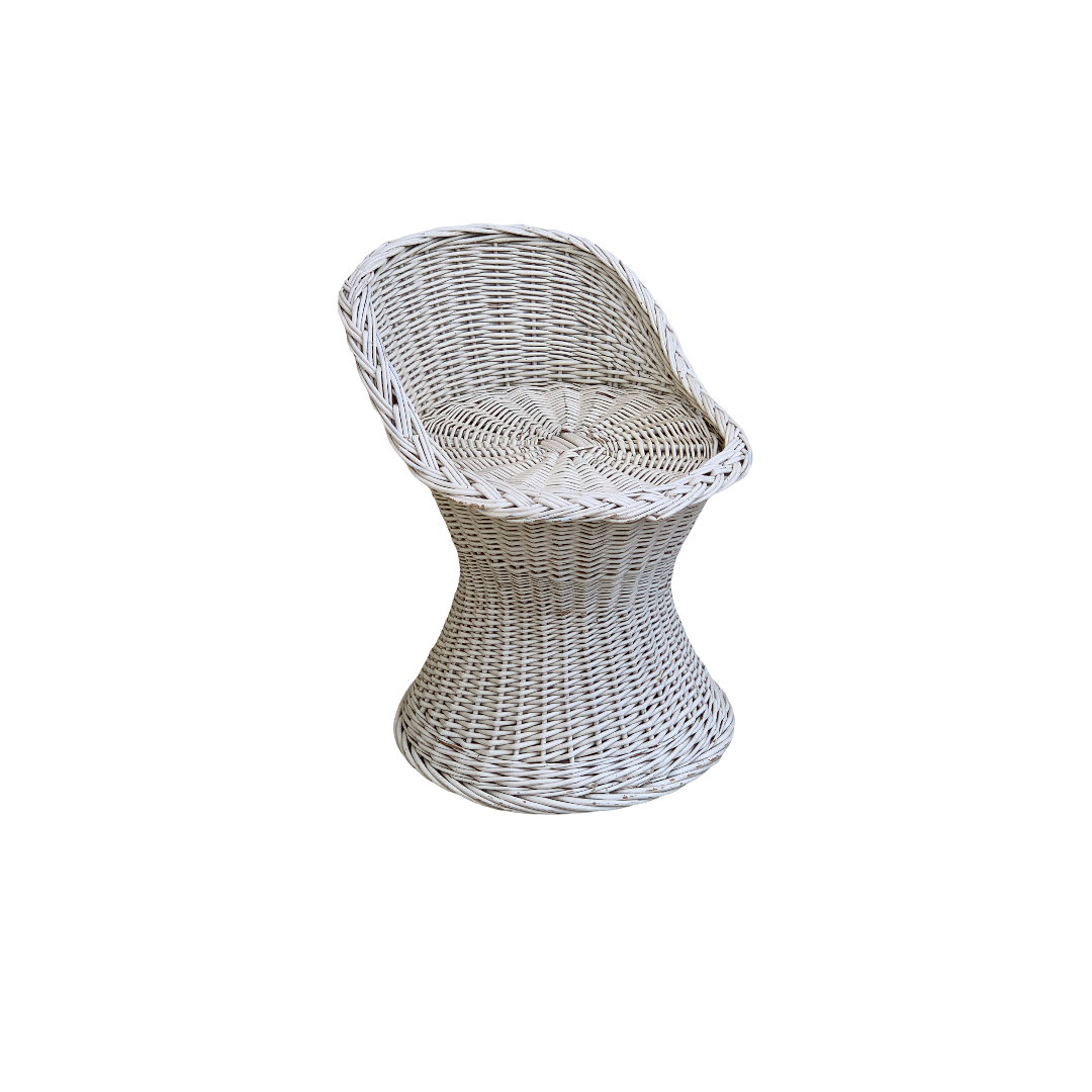 Vintage woven wicker stool 1950