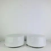 Pair of round opaline wall lights from the 50s/60s, ceiling lights.