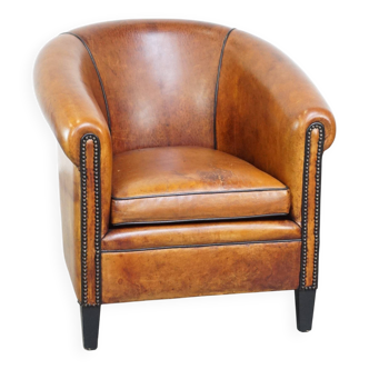 Vintage club chair made of sheep leather
