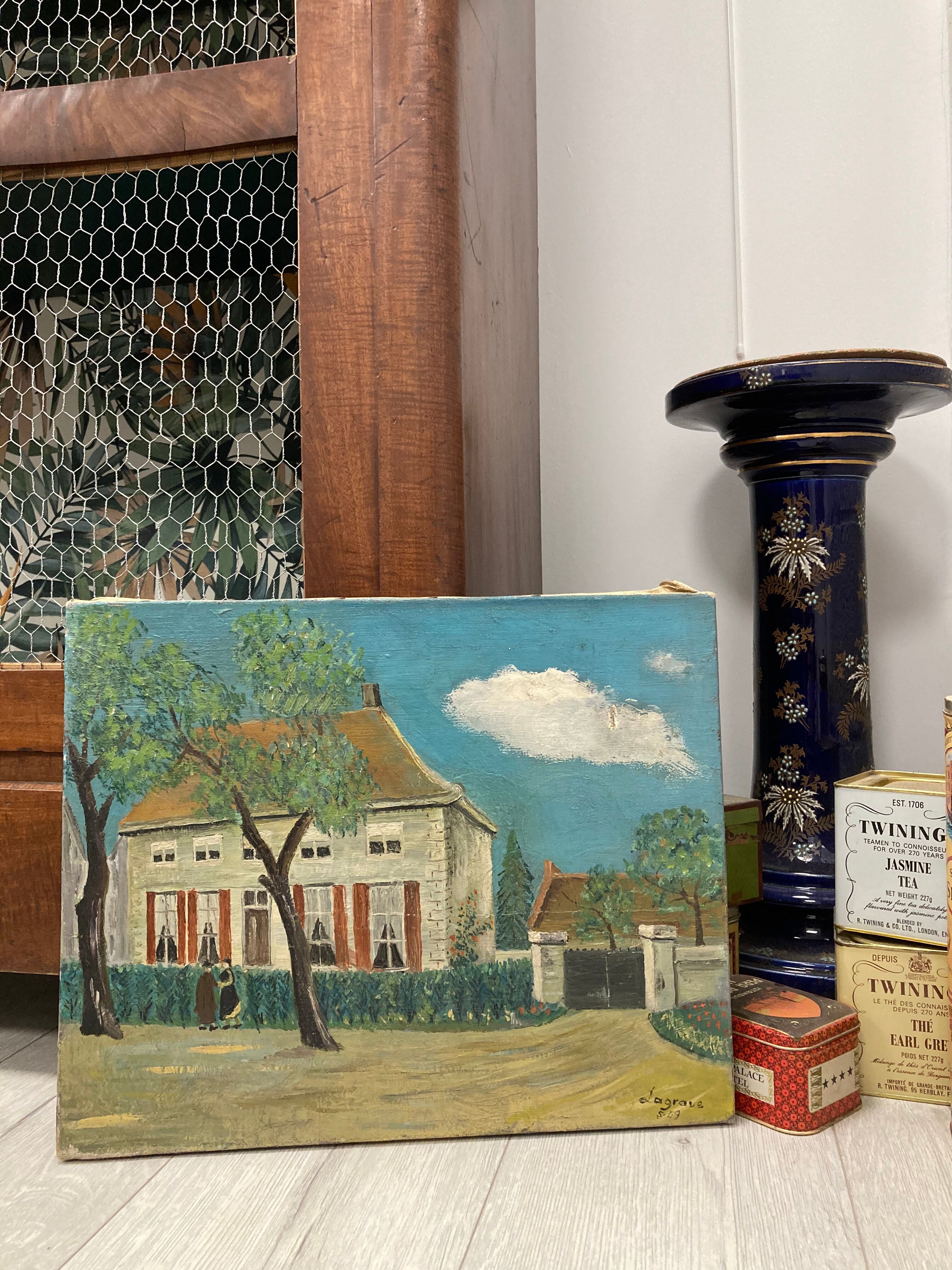 Oil on vintage canvas