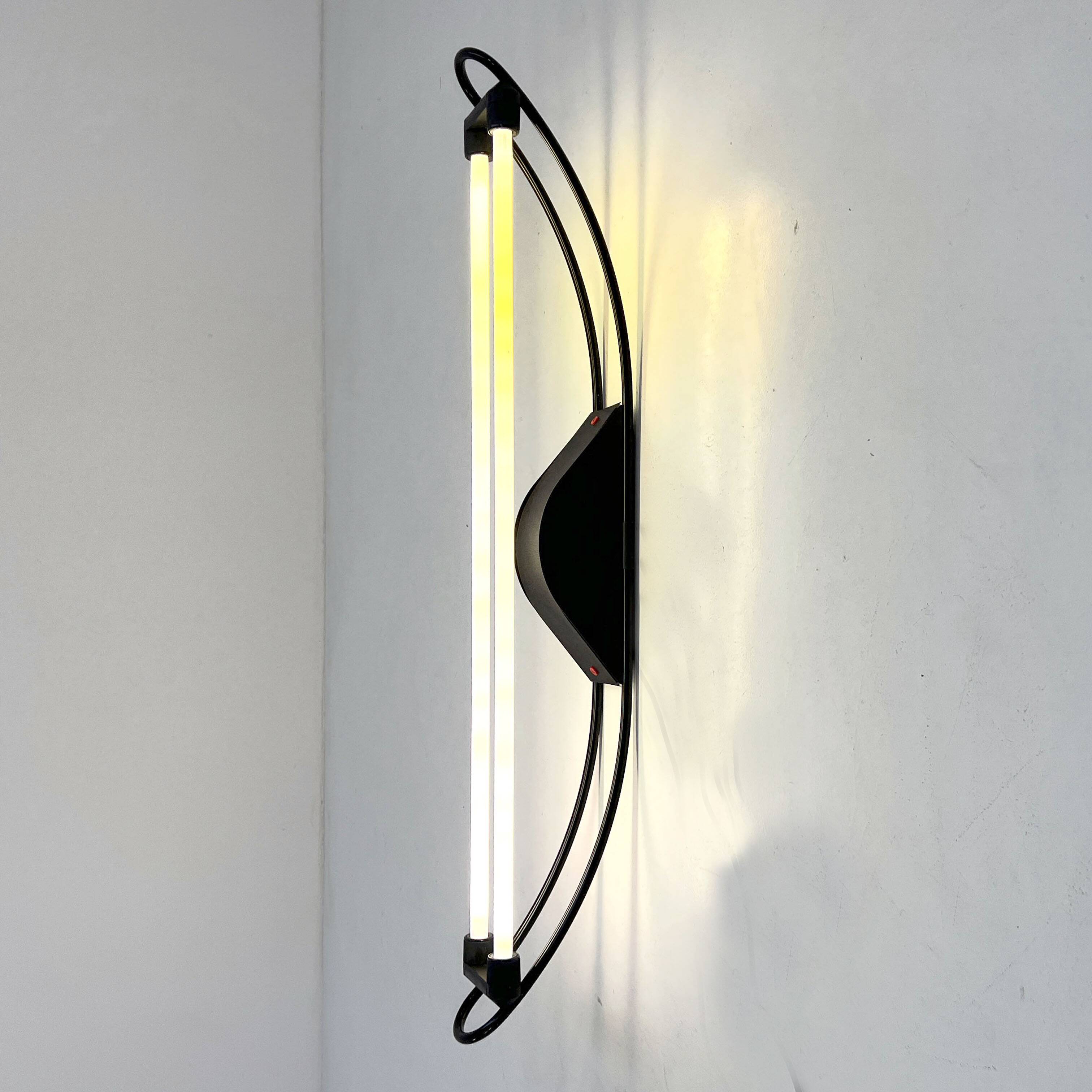 Double black neon wall light by Gian N. Gigante for Zerbetto, 1980