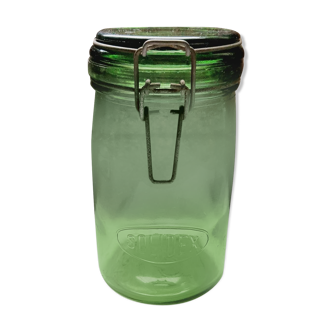 Bocal solidex en verre vert vintage