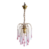 Murano crystal drop chandelier in pink