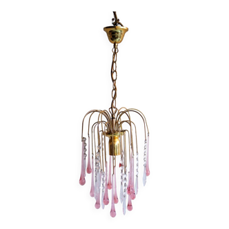 Lustre Murano goutte en cristal rose