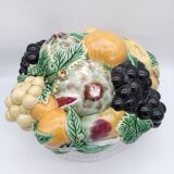 Fruit basket with lid. Enameled barbotine. Large model. Bordallo Pinheiro