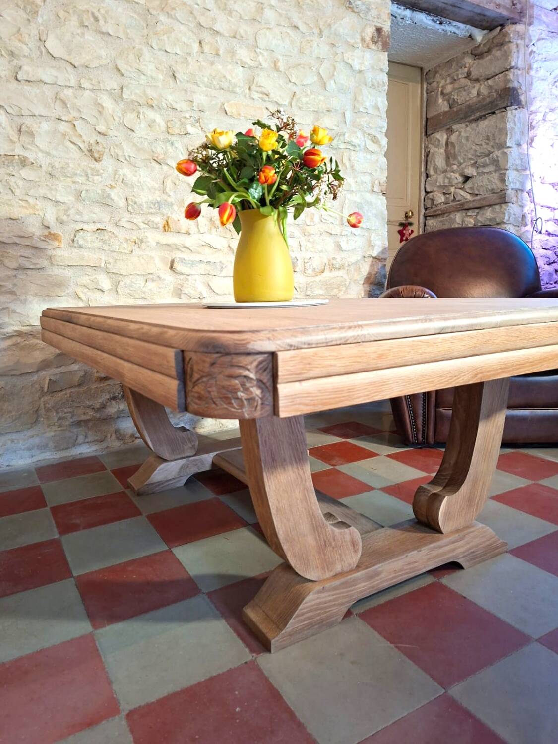 Art Deco coffee table in solid oak