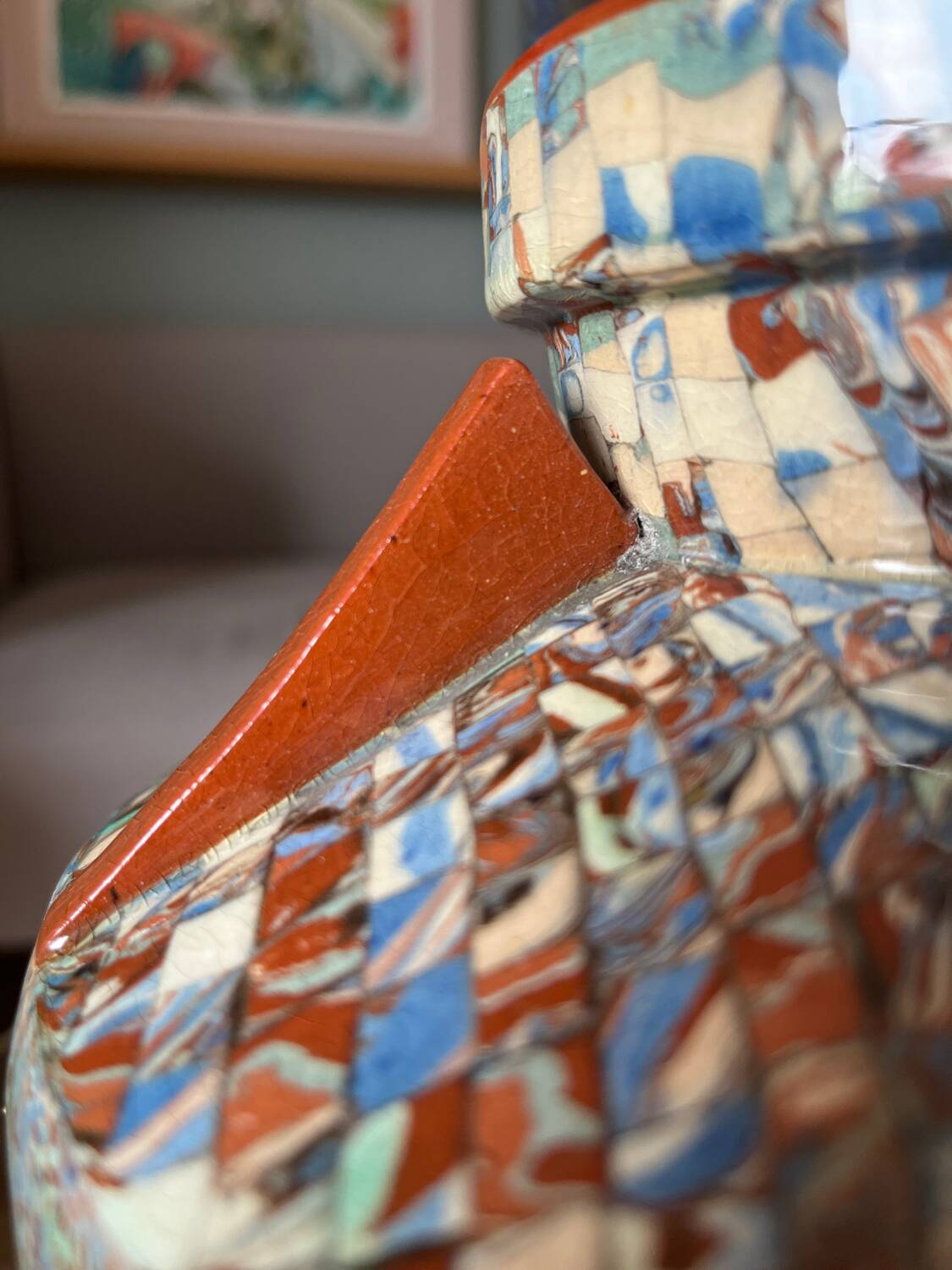 Gerbino vase in mosaic of colored earths