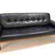 Brutalist 3 seater sofa leather and oak, 1960