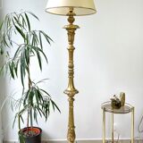 Louis XVI column floor lamp in gilded wood