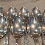 12 silver-plated metal soup spoons by Ravinet & Cie, Empire 81.