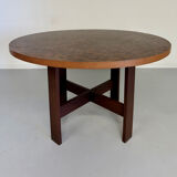 Vintage marquetry wooden table designed by Dieter Waeckerlin for Idealheim an70.