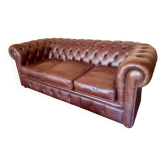 Canapé chesterfield de luxe anglais en cuir véritable