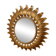 Golden metal sun mirror with leaf decoration
