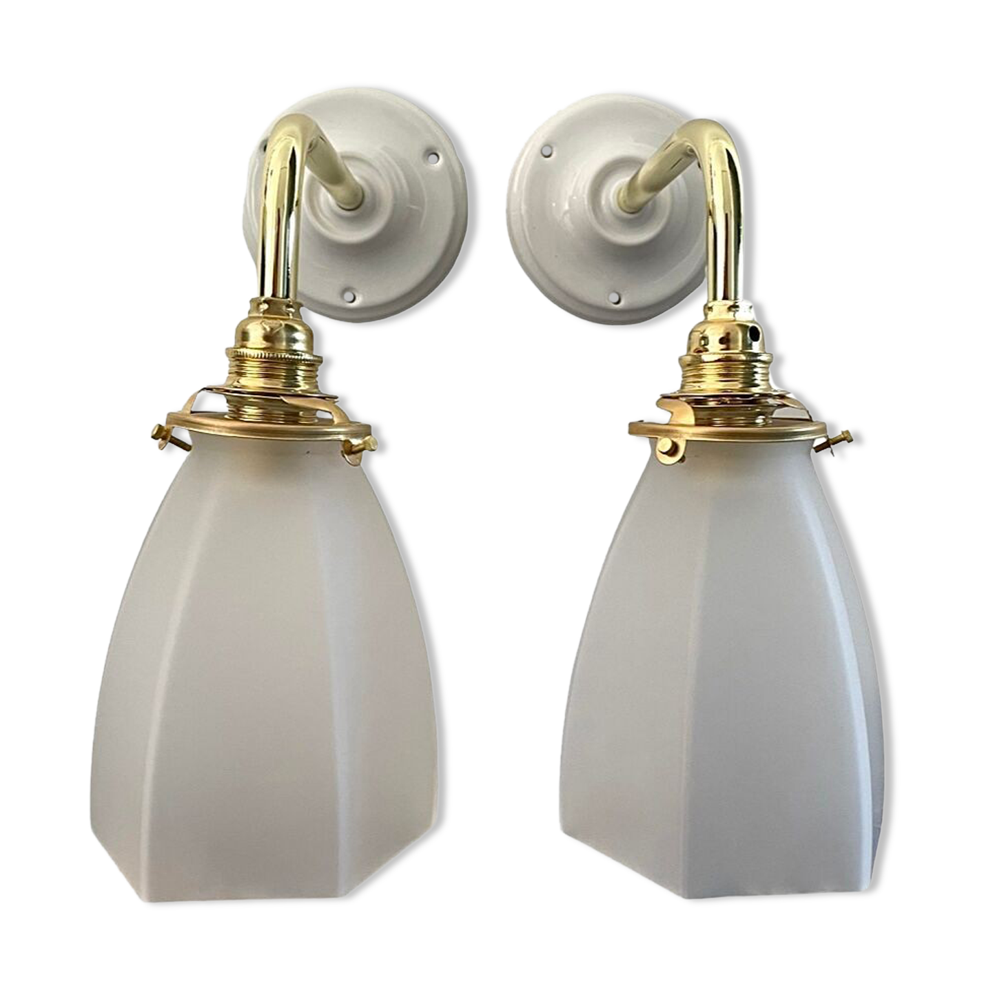 Set of two art deco wall lamps electrified to nine