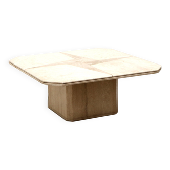 Vintage square travertine coffee table made in the 80s