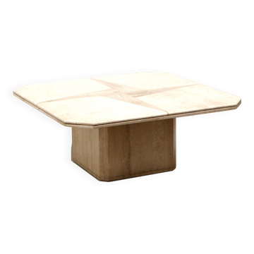 Vintage square travertine coffee table made in the 80s